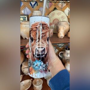 20oz stainless steel highland cow tumbler